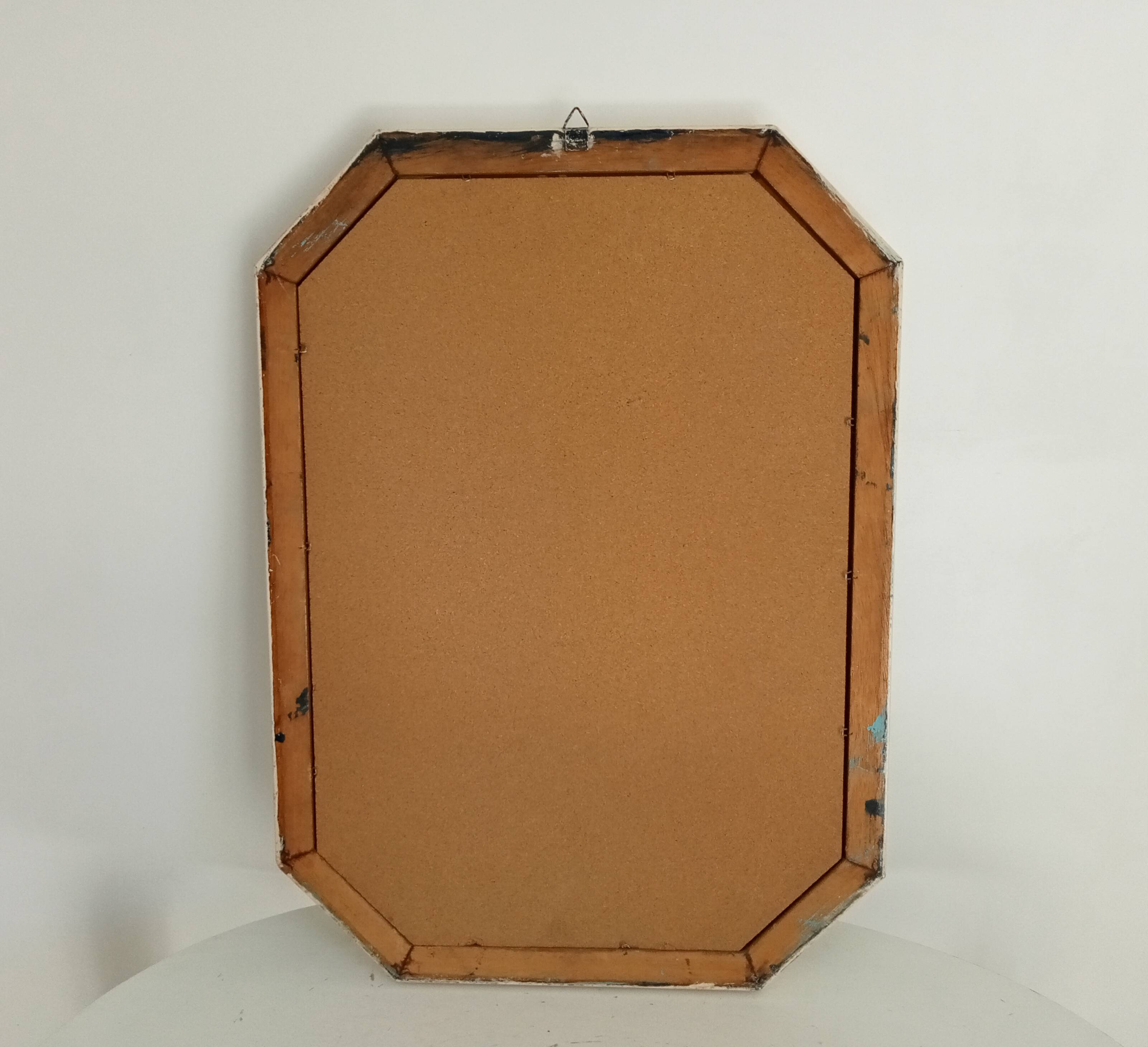 Vintage octagonal white lacquered mirror
