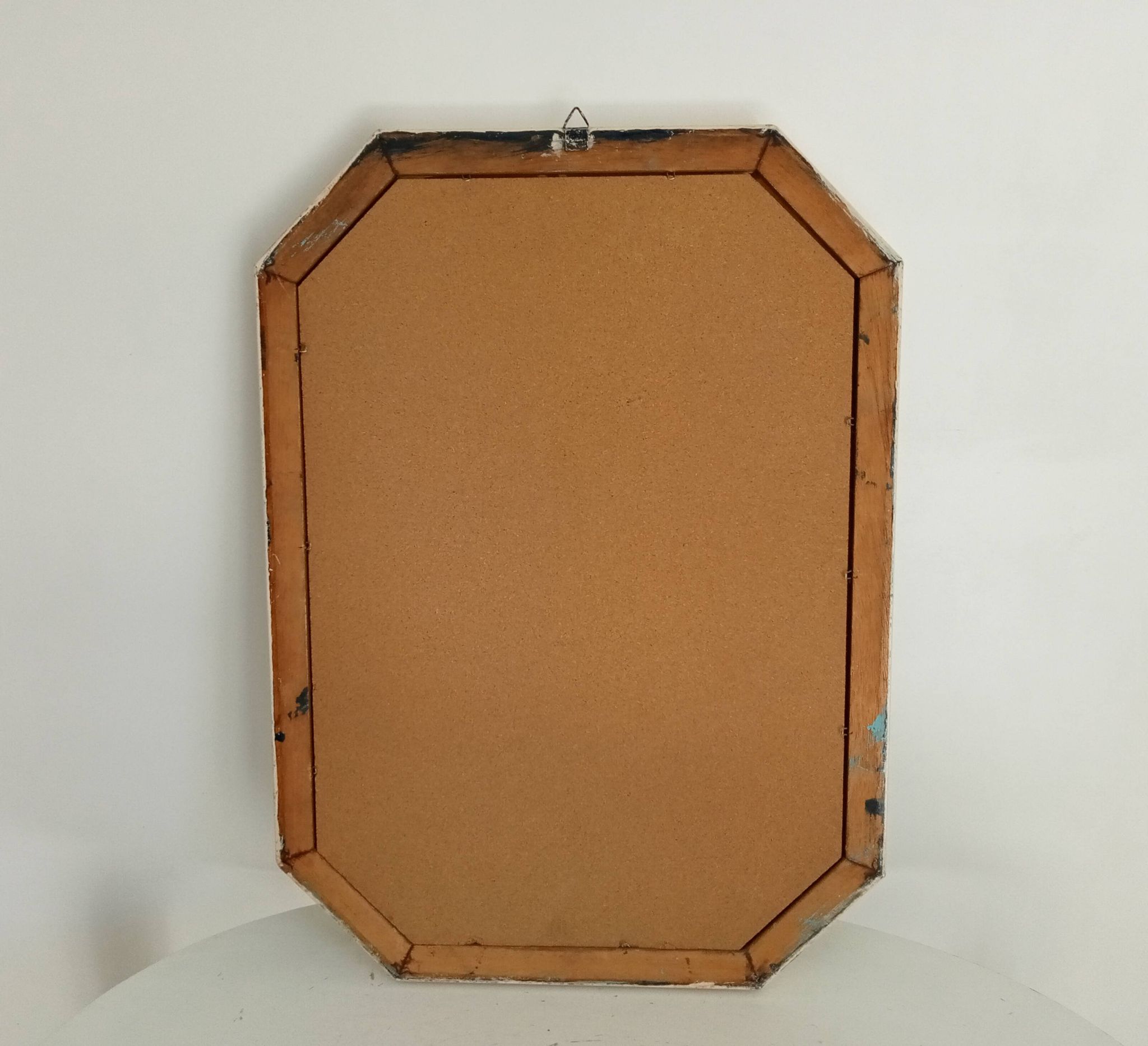Vintage octagonal white lacquered mirror