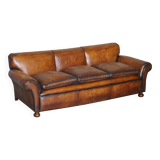 Antique Victorian leather canapé, hand-dyed, 3-4 seats.