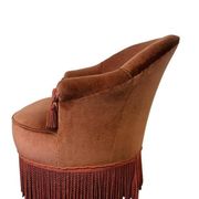 Fauteuil vintage rose ancien / une place / fauteuil à franges