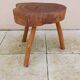 small vintage brutalist wooden tripod side table