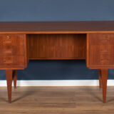 Retro danish 1960s mid century two sided desk with bookcase
