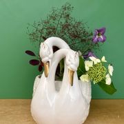 Cache pot cygne vintage en céramique