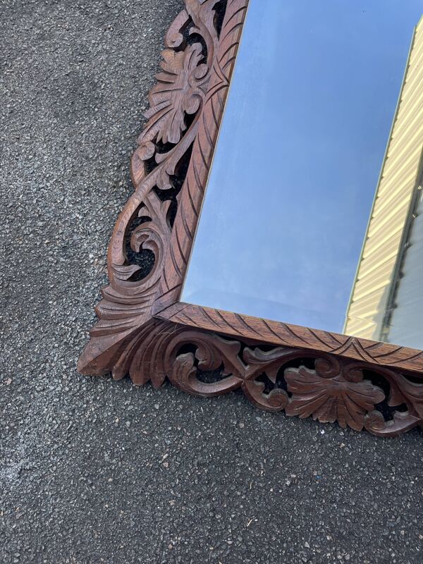 Grand Miroir ancien cadre bois sculpté ajouré