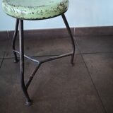 Vintage tripod stool, industrial style wood and metal