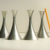 Set of 4 Art Deco candle holders by Just Andersen from the 1940s - fine elegant minimalist design.