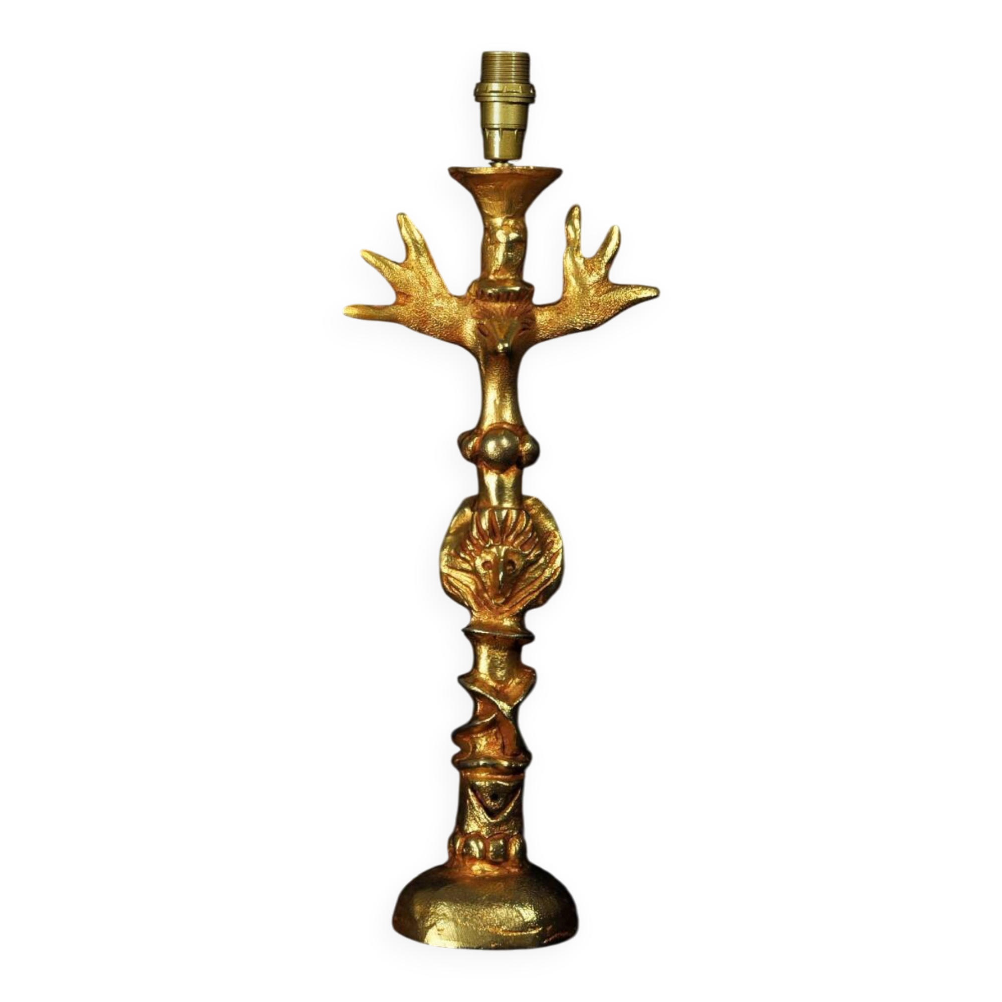 Pierre Casenove lamp base sculpture gilded bronze circa 1980