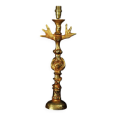 Pierre Casenove lamp base sculpture gilded bronze circa 1980