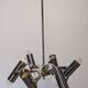 Modernist chandelier with 6 spots in chrome metal, France circa 1970.