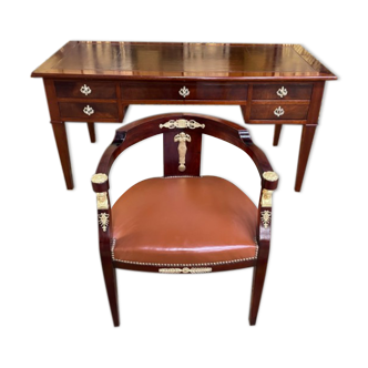 Bureau Louis XVI et son fauteuil consulat