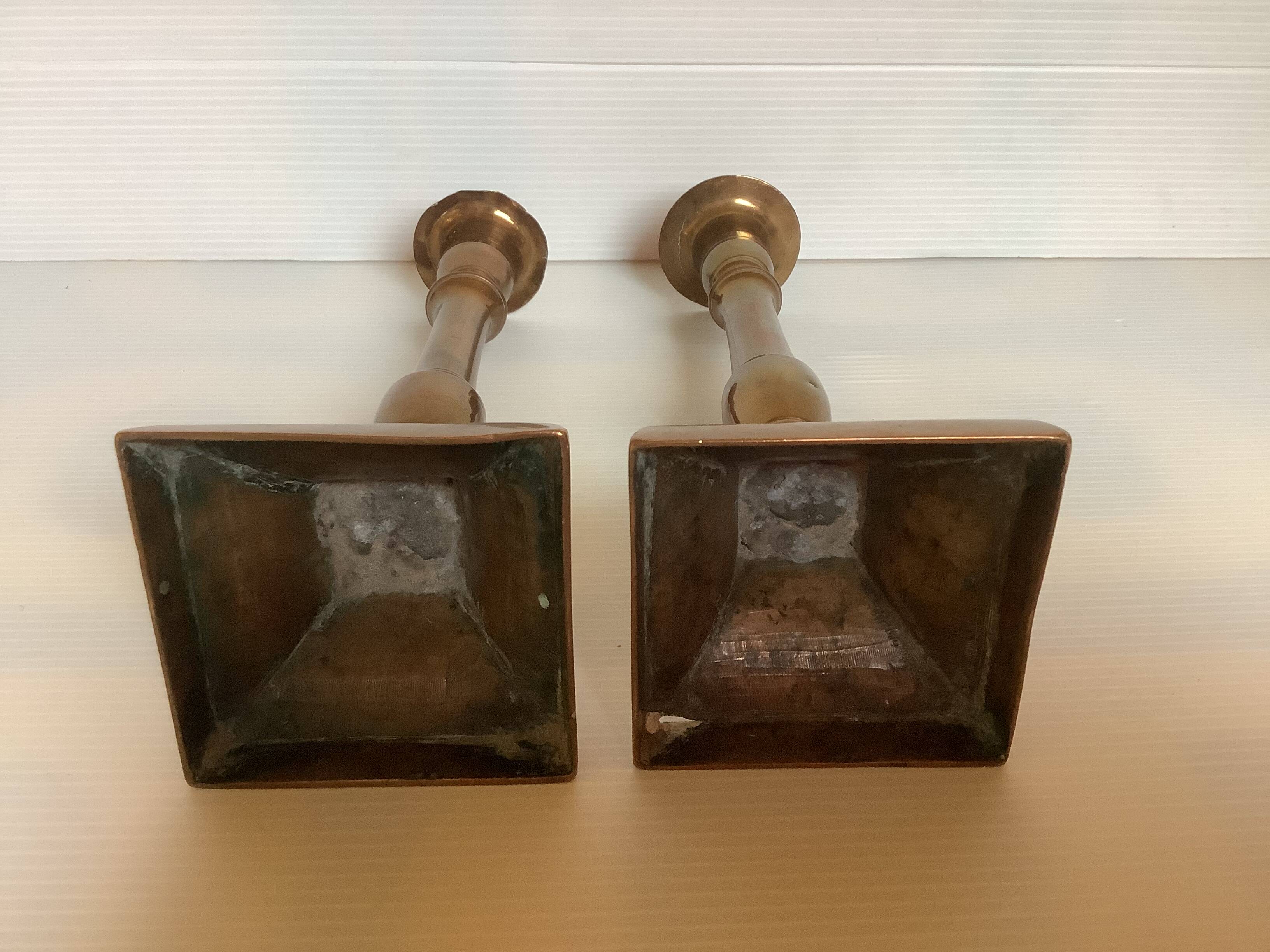 Pair of antique brass candlesticks