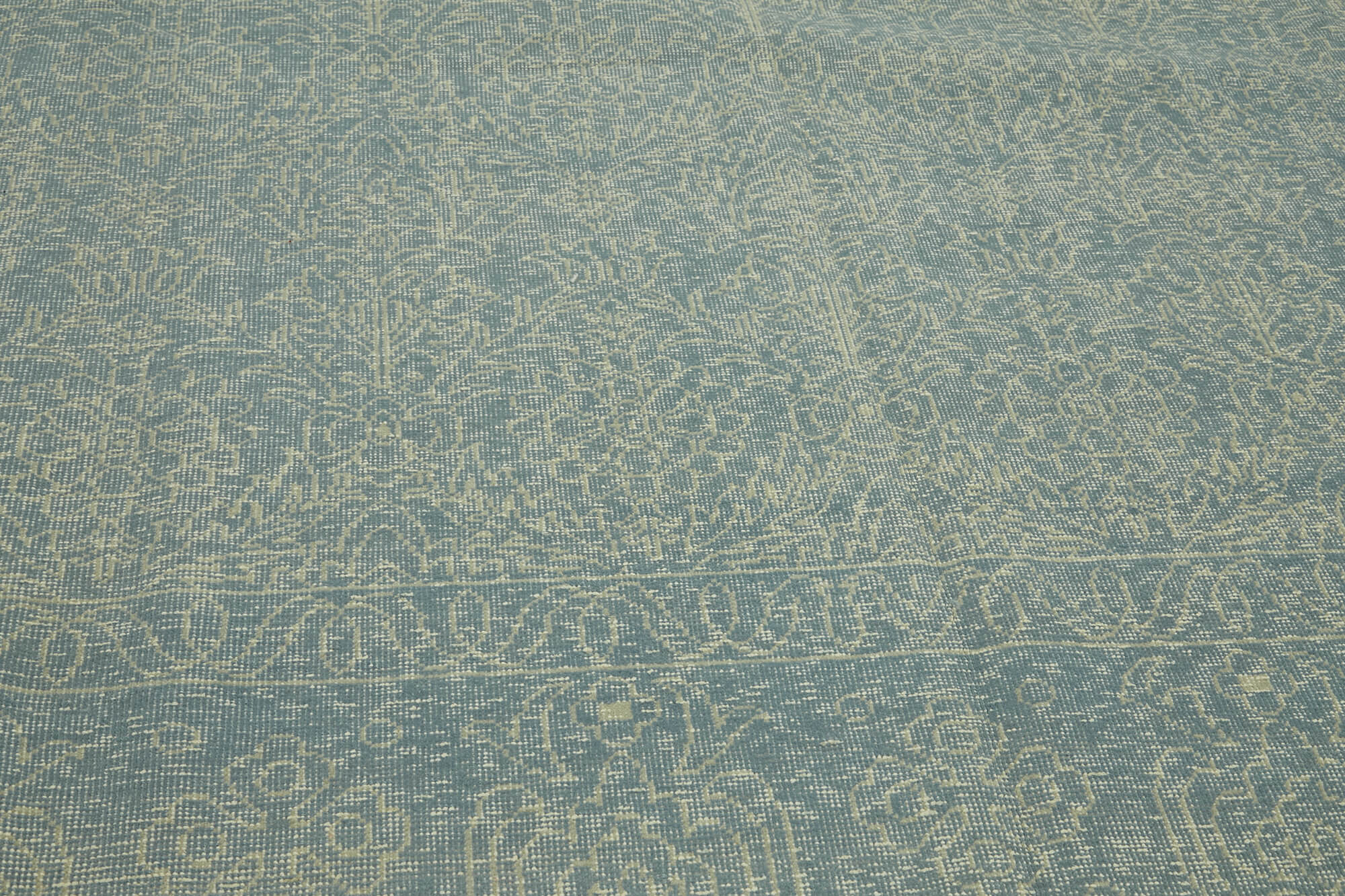 Hand-knotted persian antique 1970s 272 cm x 364 cm blue wool carpet