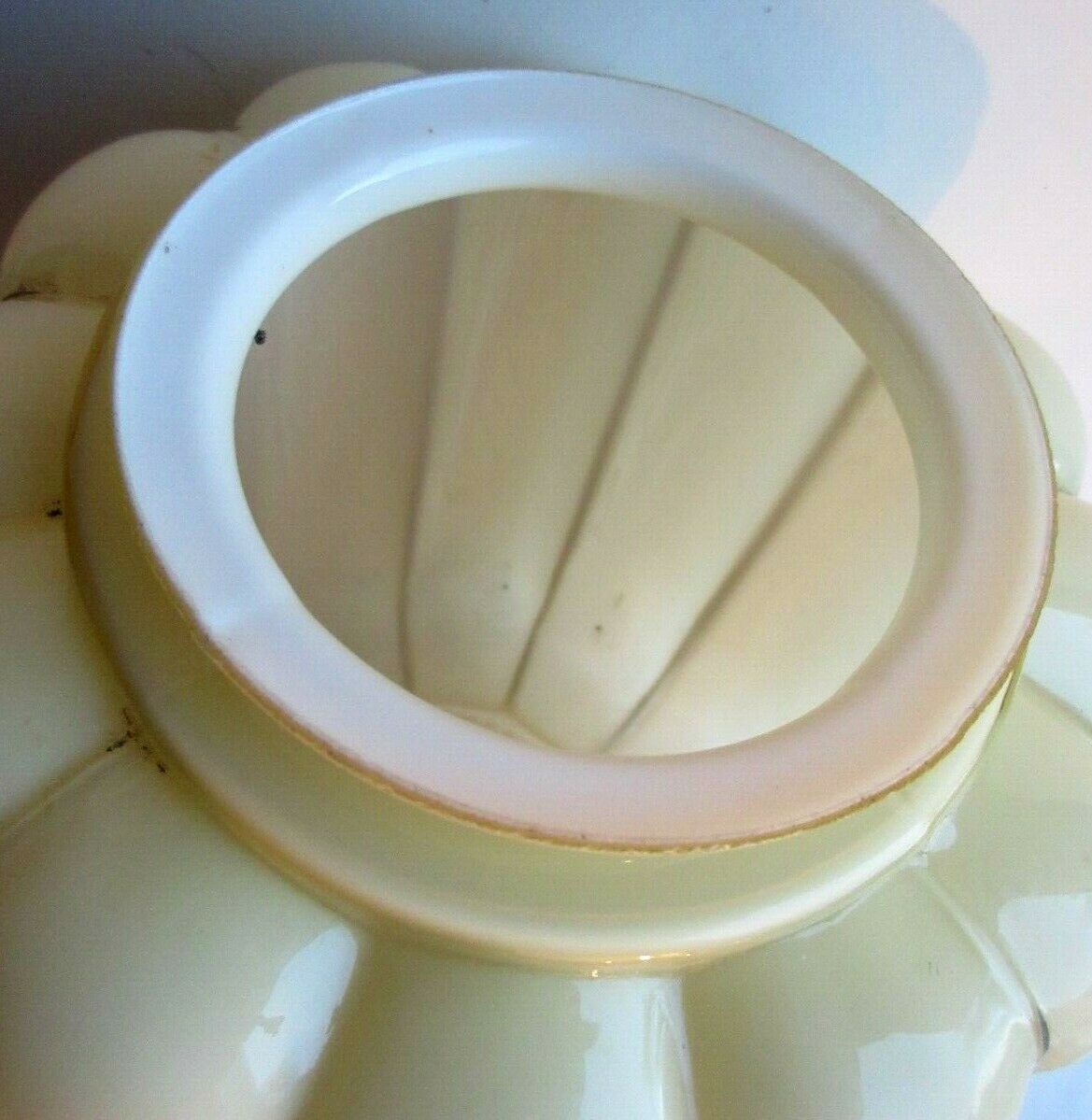 Large Art Deco Skyscraper lamp glass, 12 wide wide opalin glass