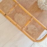 Antique rattan serving trolley with double shelves