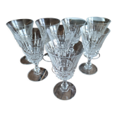 Lot de 8 verres à vin blanc petite contenance en cristal ciselé ancien