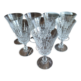 Set of 8 white wine glasses small capacity in antique chiseled crystal