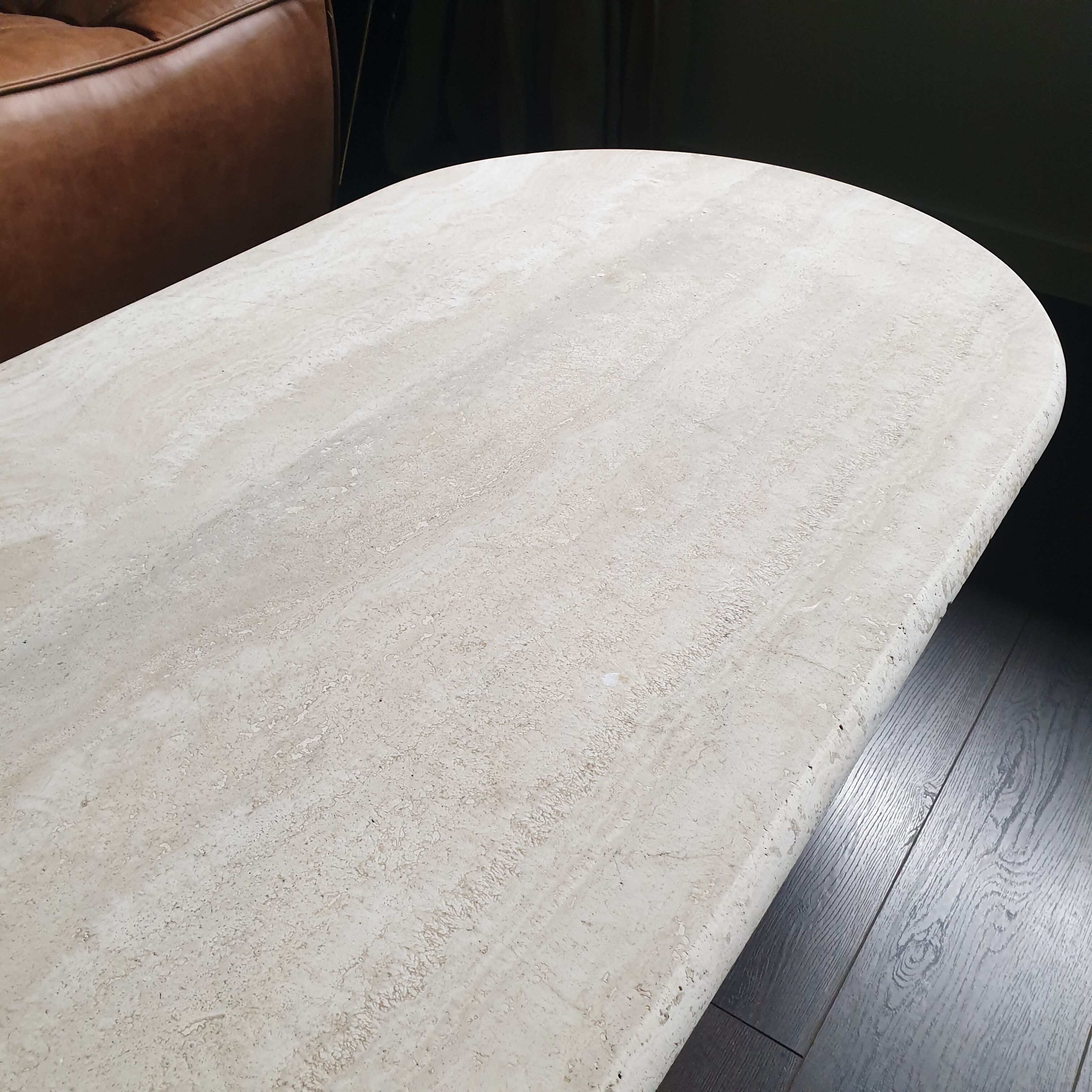 Vintage coffee table travertine marble Rochebobois 80s