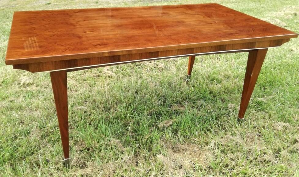 Art Deco walnut veneer extendable table (160 to 232 cm)