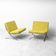 Pair of vintage lounge armchairs in chromed metal and green fabric – 1960s