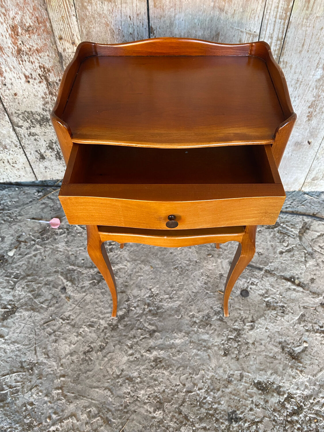 Antique nightstand louis xv style wood drawer + vintage case