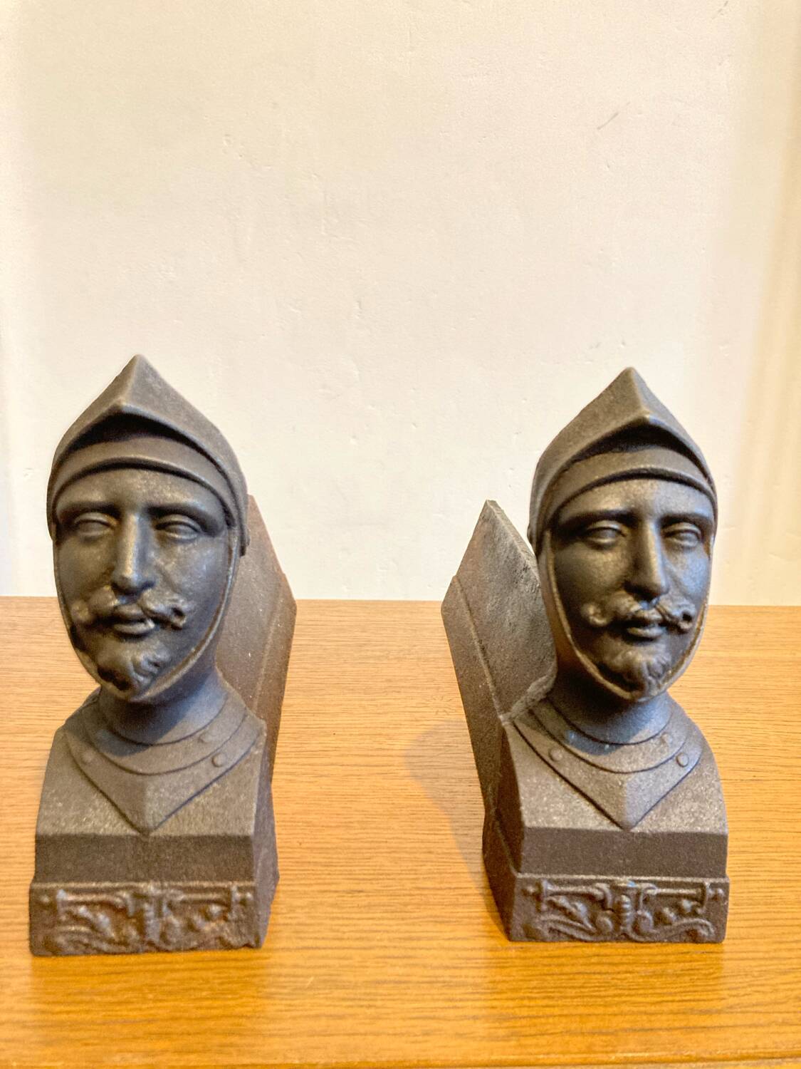 Pair of antique cast iron andirons