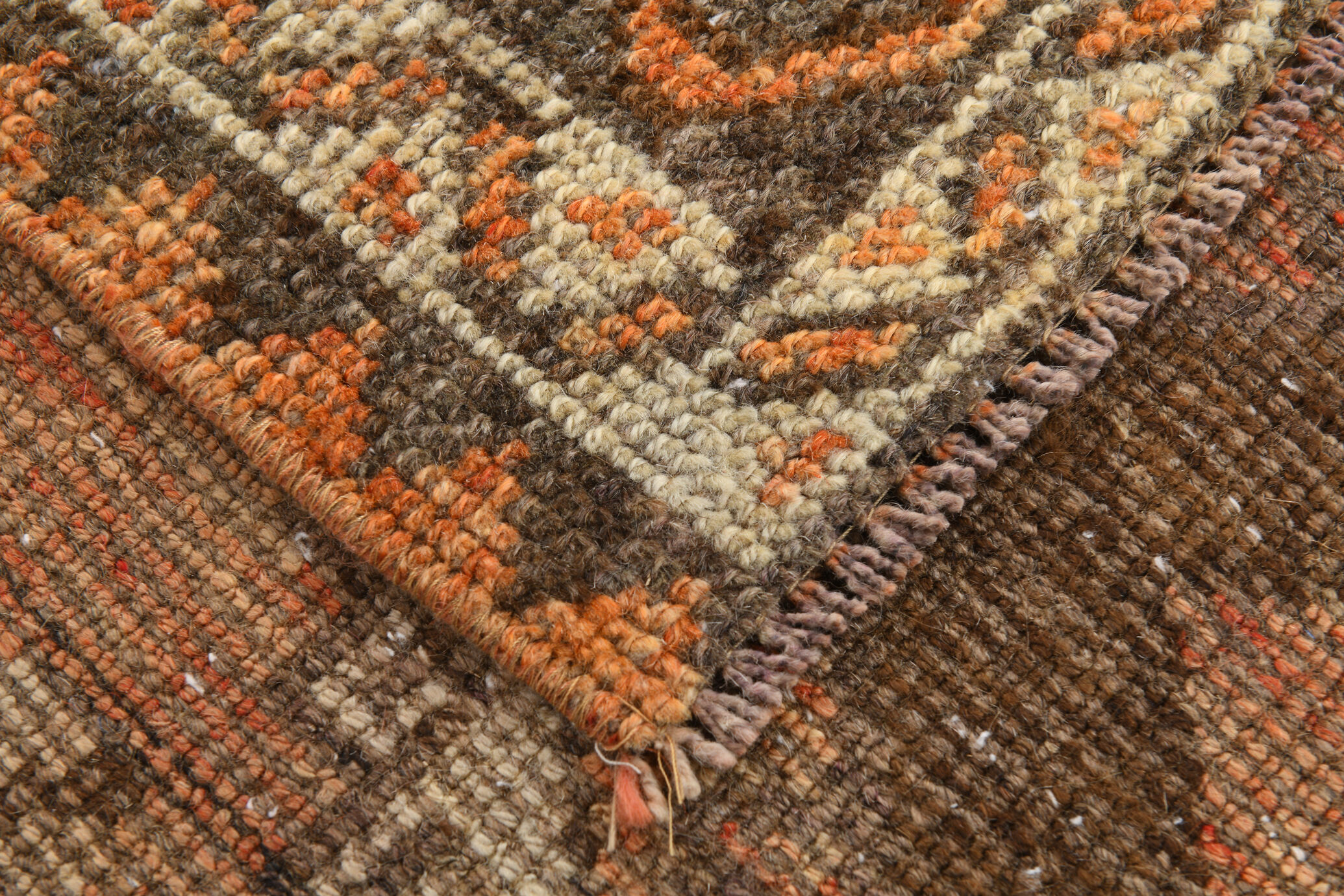 5x11 orange and brown vintage tapis rug, 352x162cm