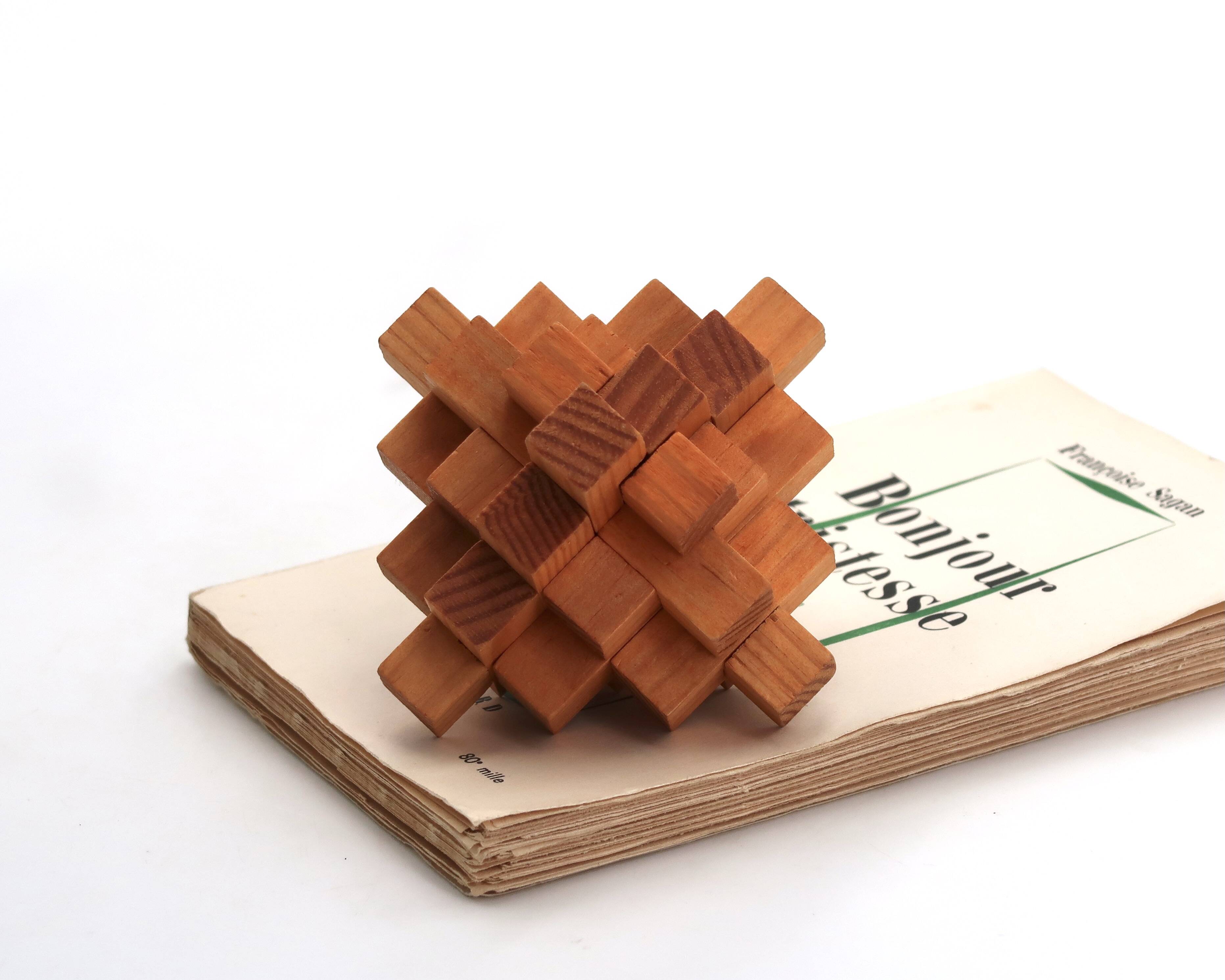 Arjeu wooden puzzle, 1970s sculpture
