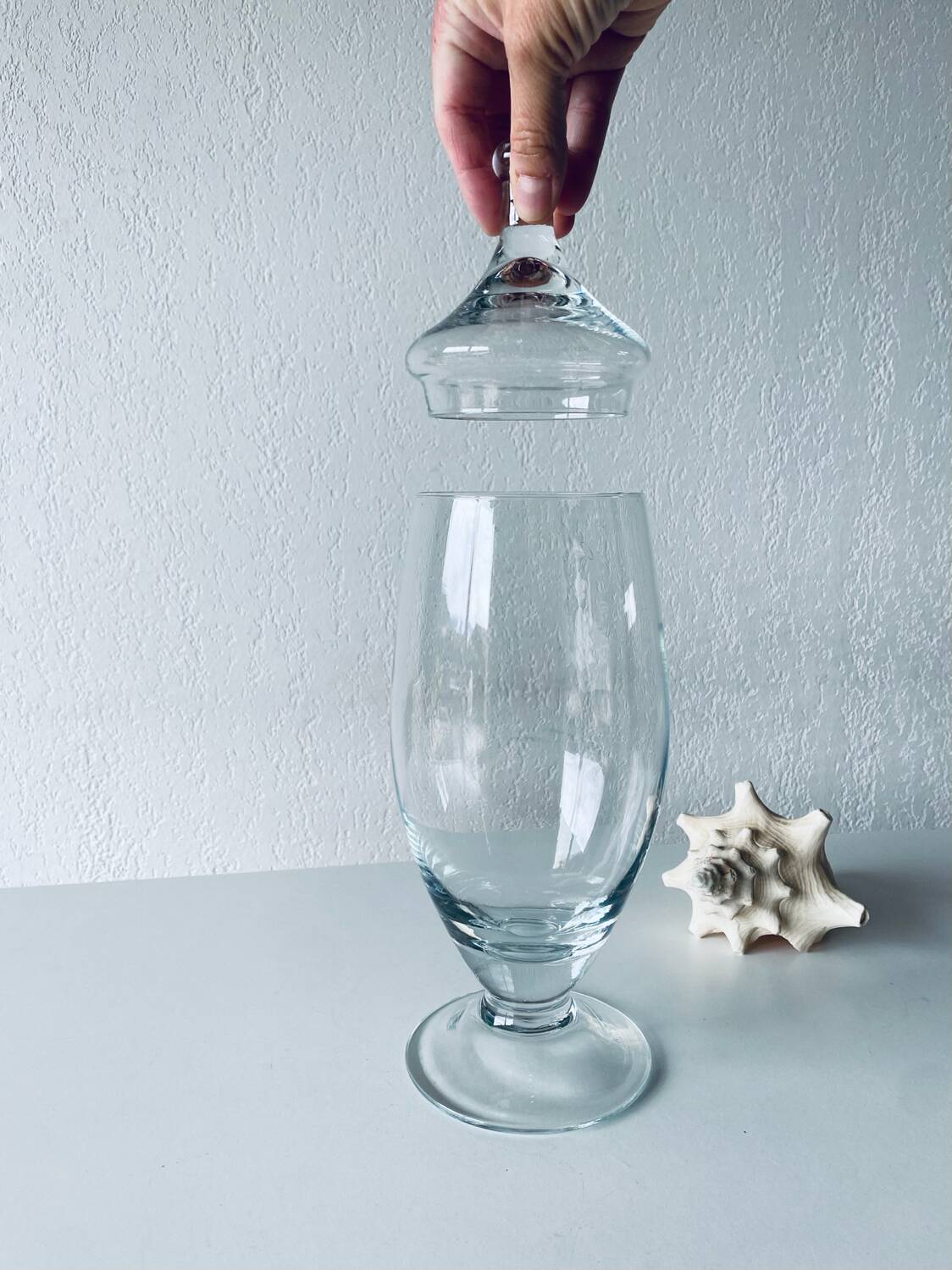 Large apothecary-shaped glass bottle