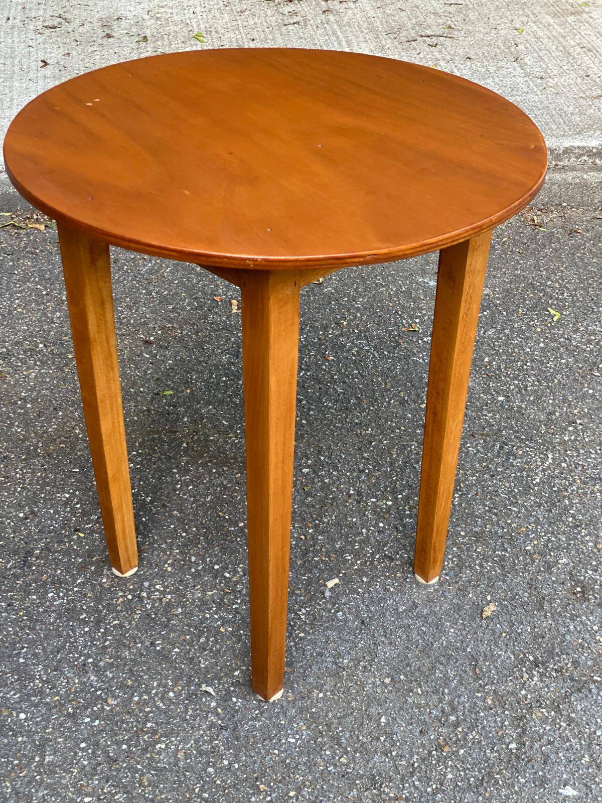 1960s Scandinavian round wooden side table