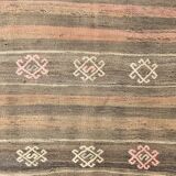 3x12 Brown Mustard Turkish Kilim Runner Rug 101x353Cm