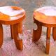 Pair of solid wood stools in African style