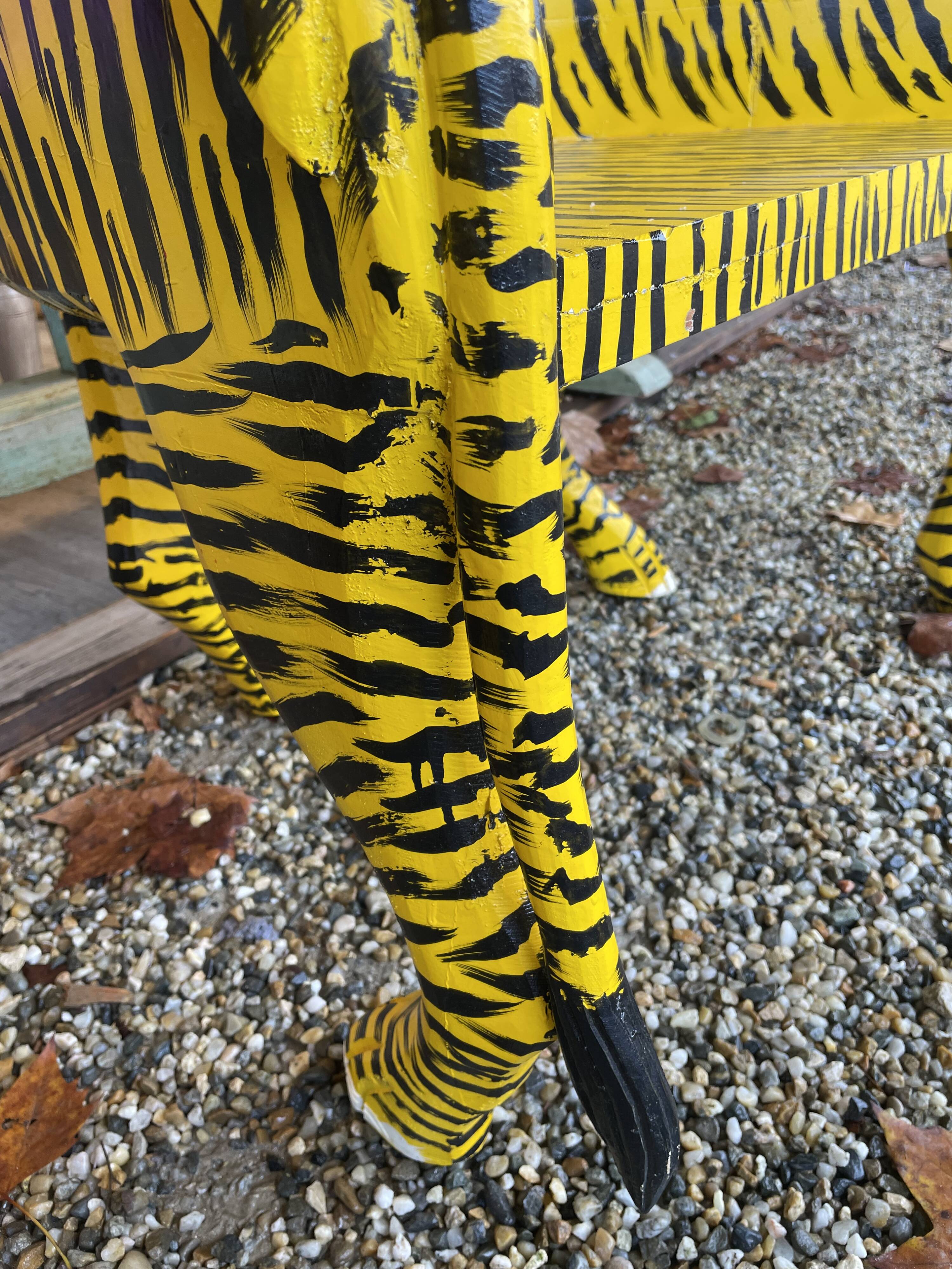 Painted wooden tiger chair