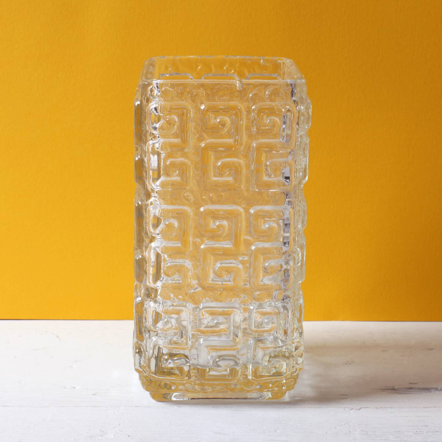 Vintage Clear Pressed Glass Vase Taalari by Tamara Aladin / Finland / 1969