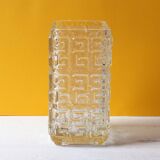 Vintage Clear Pressed Glass Vase Taalari by Tamara Aladin / Finland / 1969