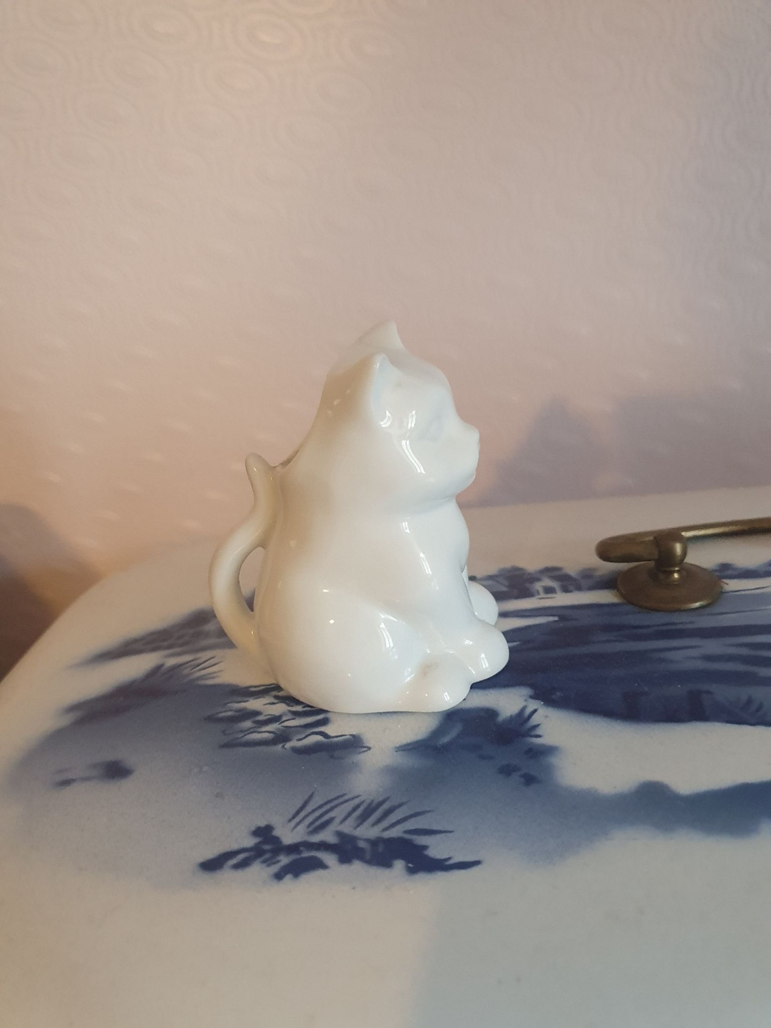 Small milk jug porcelain cream pot in the shape of a vintage cat