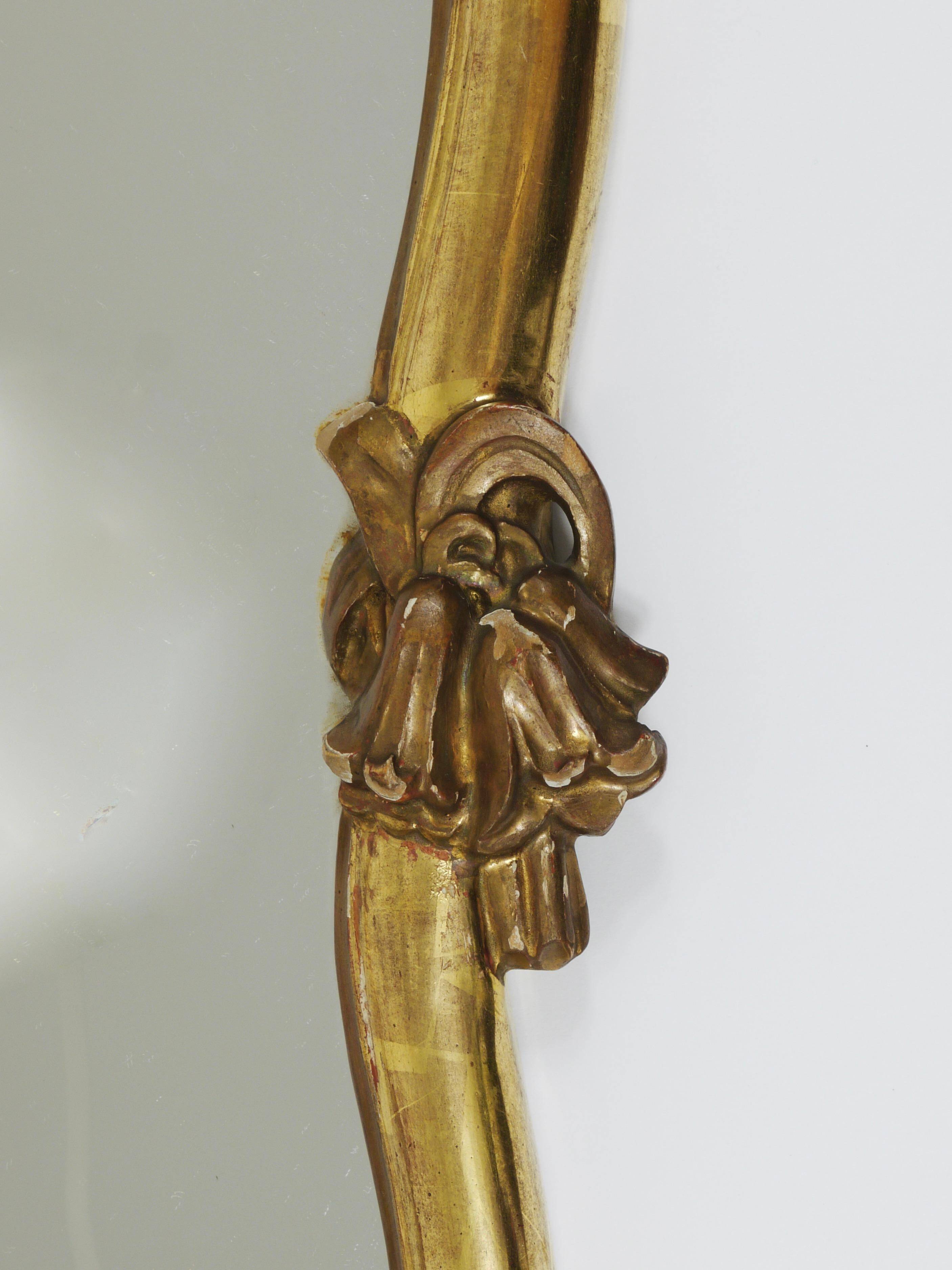 Max Welz Vienna Art Nouveau Hand-Carved Gilded Wood Wall Mirror, Austria, 1930s