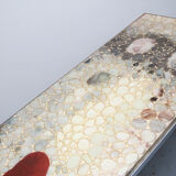 1970s space age coffeetable with pebble stones and acryl