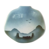 Lens vase designed by Yves Mohy, glazed ceramic by Virebent, 1970s