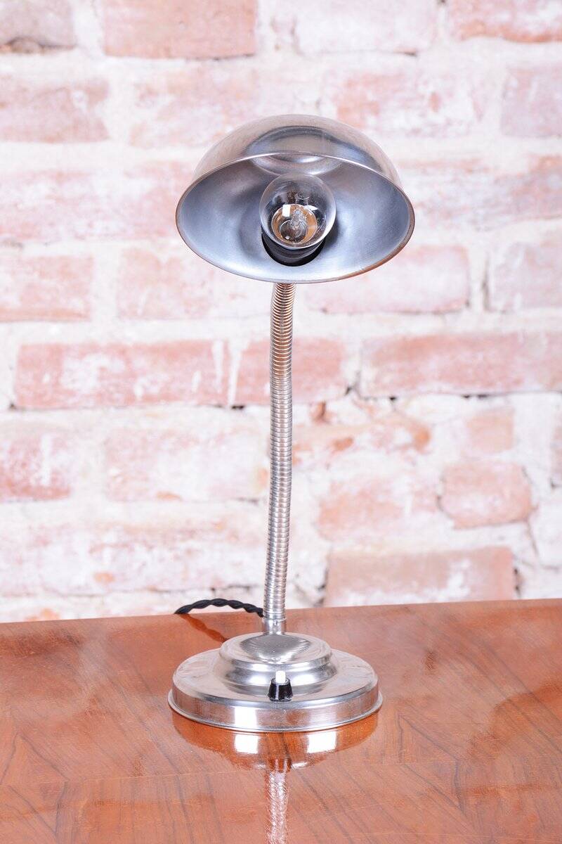 Czech Bauhaus Table Lamp in Chromed Steel and Aluminium by J. Vorel, 1930s