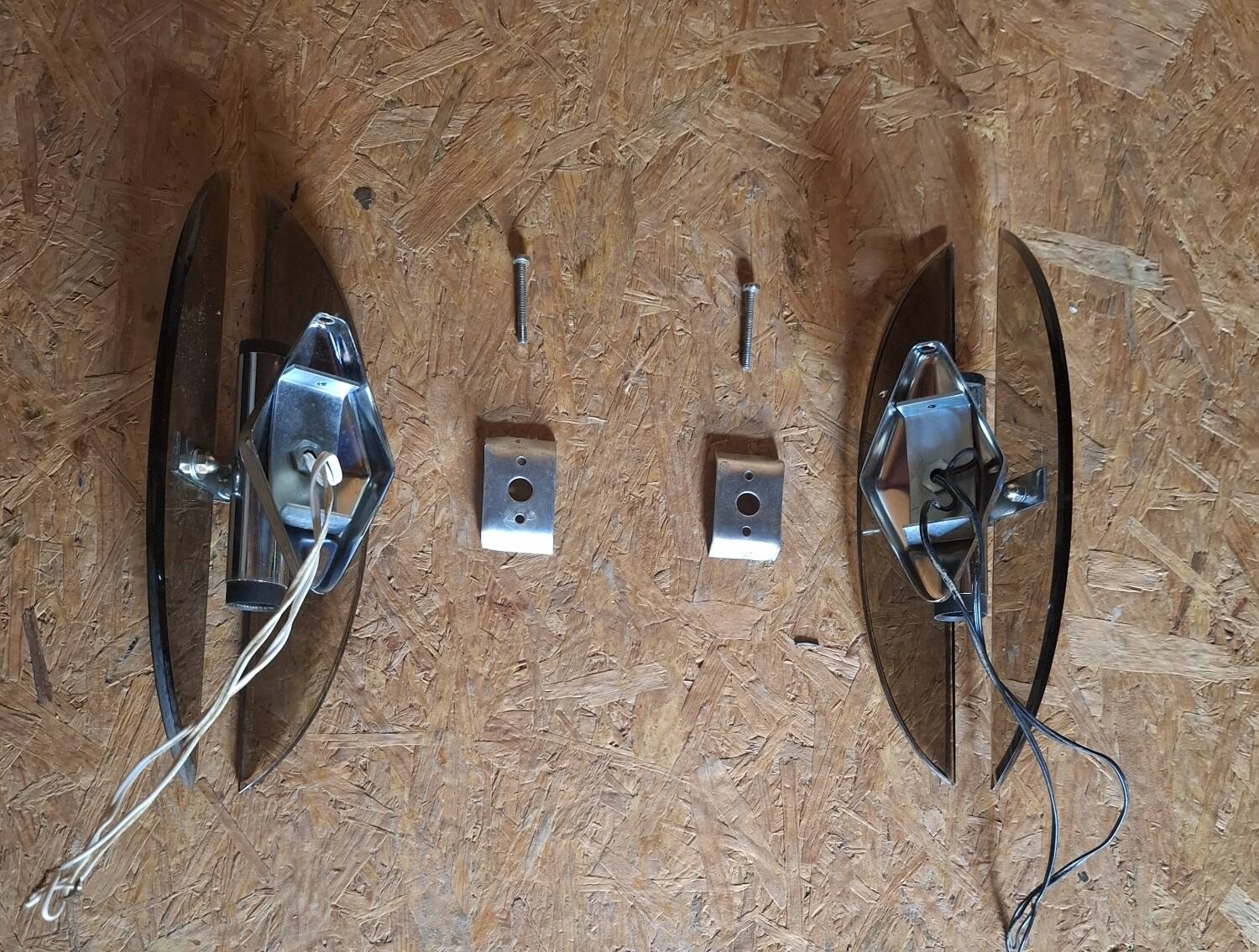 Smoked glass wall lights