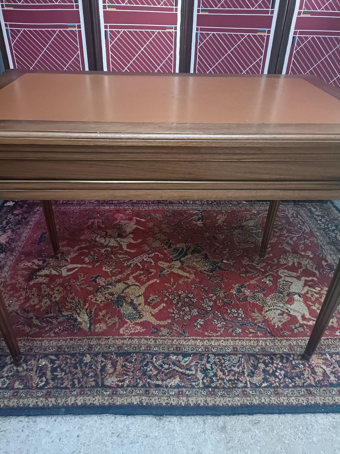 Louis XVI style desk, leather top, 3 drawers and writing tablets