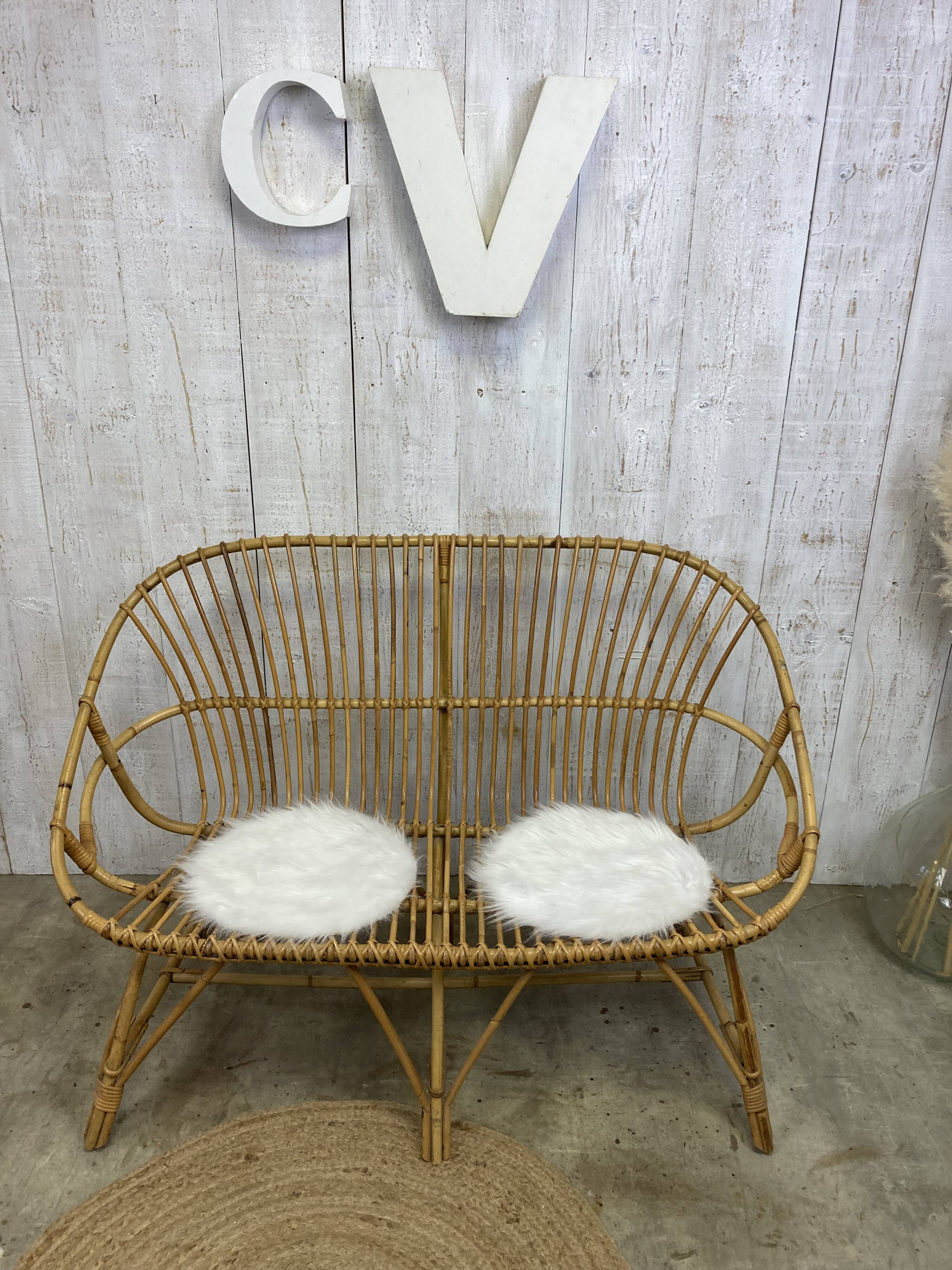 Vintage rattan bench