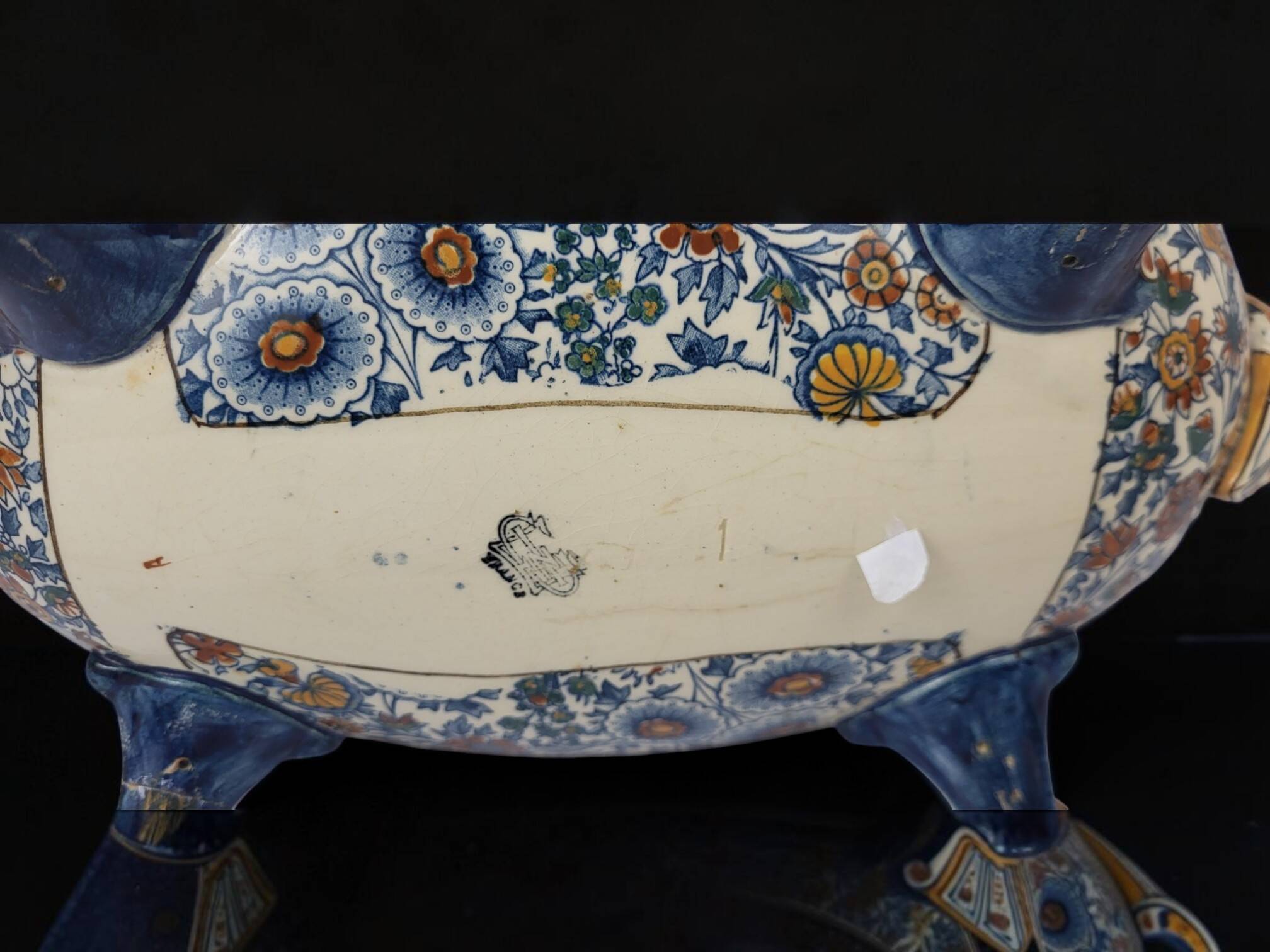 Jardinière en faience de Gien XIXeme decor Persan