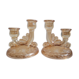 DuO pink glass candle holders