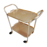 Trolley table with rolling castors gold metal removable tray
