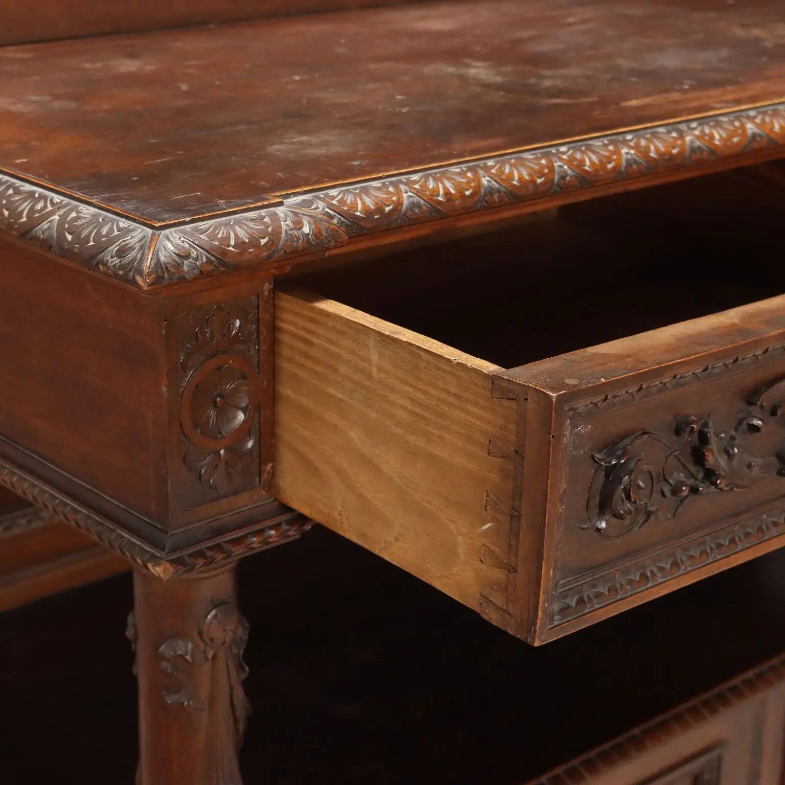 Antique walnut buffet in neo-Renaissance style, 19th century.