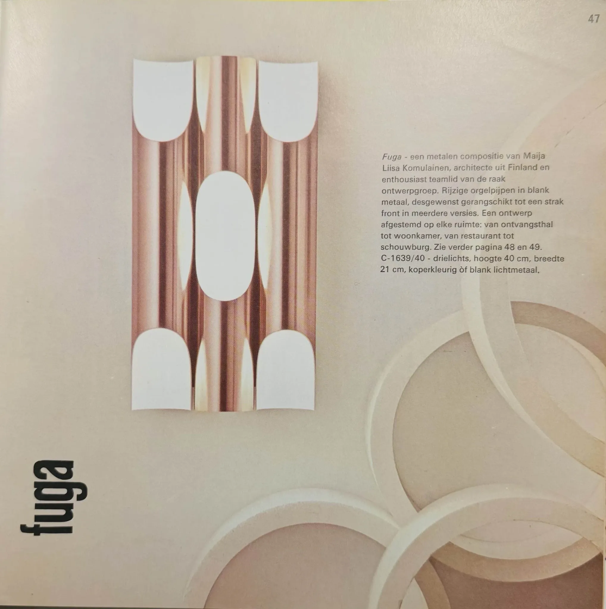 C-1639/40 Fuga Wall Lamp By Maija Liisa Komulainen For Raak Amsterdam, The Netherlands, 1960S