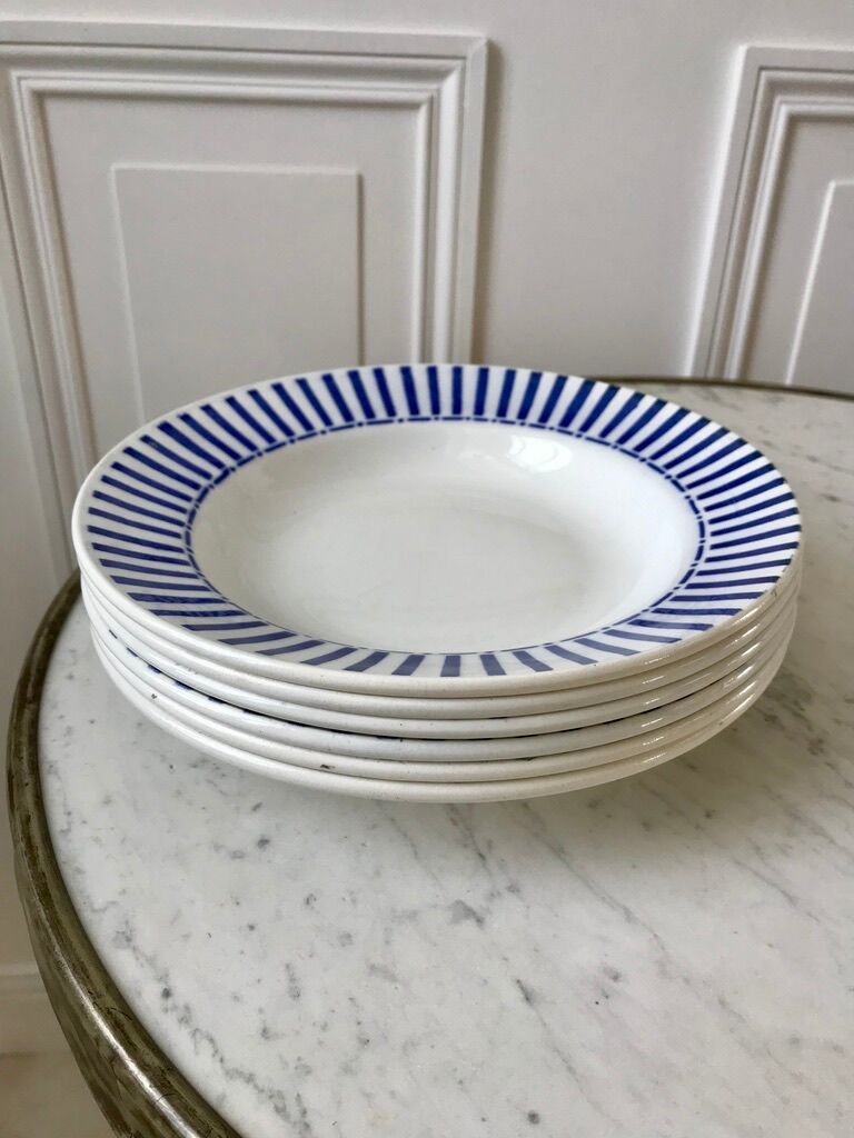 Lot of 6 hollow plates digoin sarreguemines model "monique" 30s