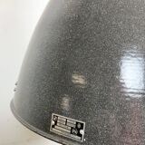 Dark grey enamel industrial factory lamp from elektrosvit, 1960s