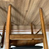 Series of 4 wooden & imitation leather chairs